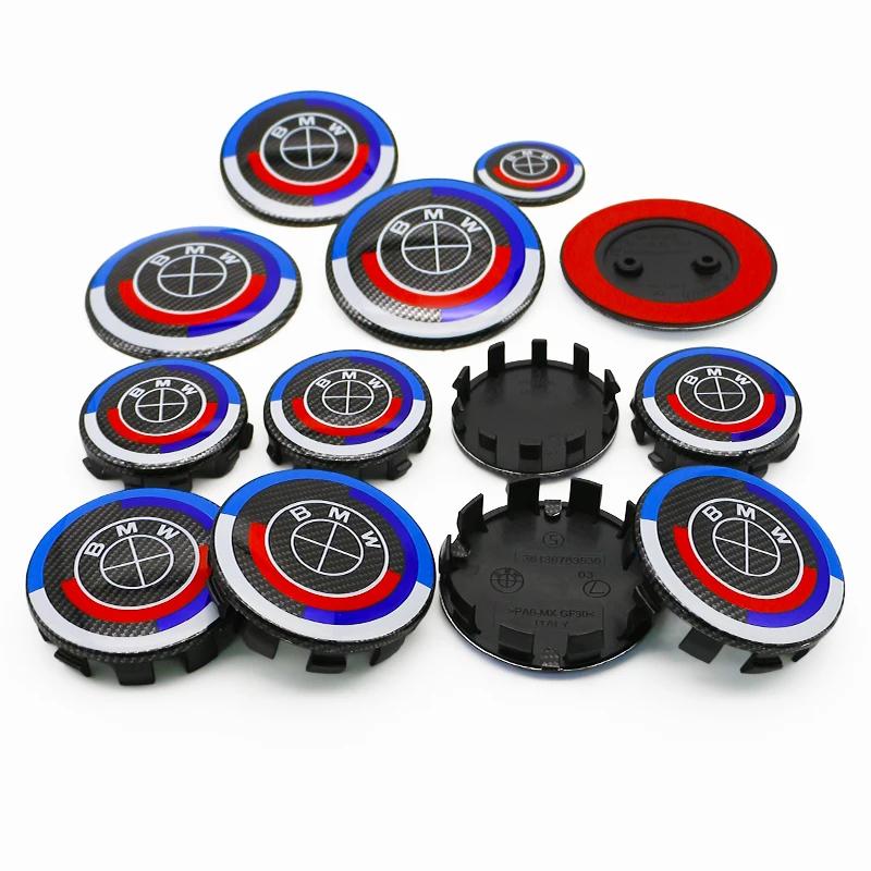 7Pcs 50th Anniversary Fiber Black Car Hood Front Rear Trunk Emblem Badge For BMW F20 E36 E46 X6 M4 E60 E93 E87 G01 G20 X3 X5 F30 FV7