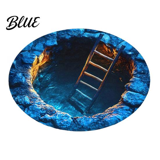 Hand Washable Floor Machine Bedroom Rug Realistic 3D Hole Mat Round Optical Illusion Non-Slip Area