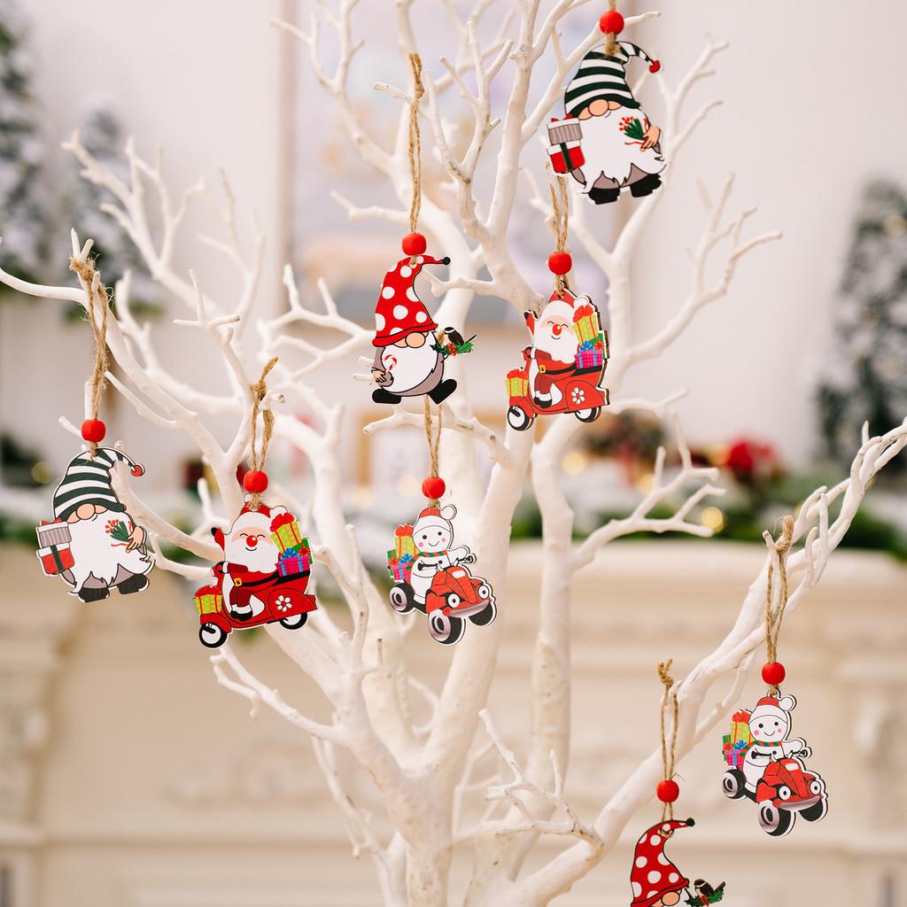 Charmante Weihnachts-Rudolph-Gnom-Holzdekoration im Cartoon-Stil zum Aufhängen am Baum