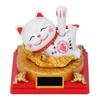 Lying Waving Fortune Cat Solar Powered Wealth Welcoming Lucky Cat Decoration for Home Car Dashboard Ornament