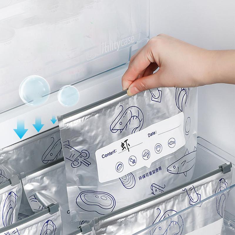 10 Pcs/Bag Leakproof Freezer Safe Kitchen Fresh Bag Large Capacity Aluminum Foil Food Bag Fresh-Keeping Reusable Zip Lock Bag