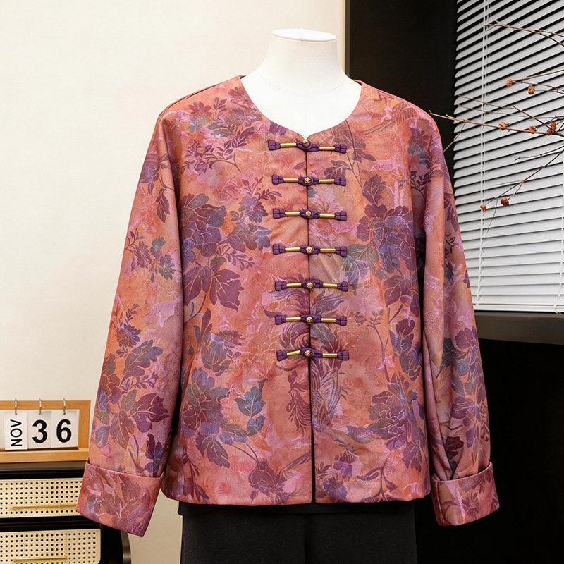 

Mother s Wear Jacquard Jacket: 2026 Chinese-Style Trend for Middle-Aged & Elderly Women - Elegant Spring Top for Mother s Day 2XL, for 126-140 jin