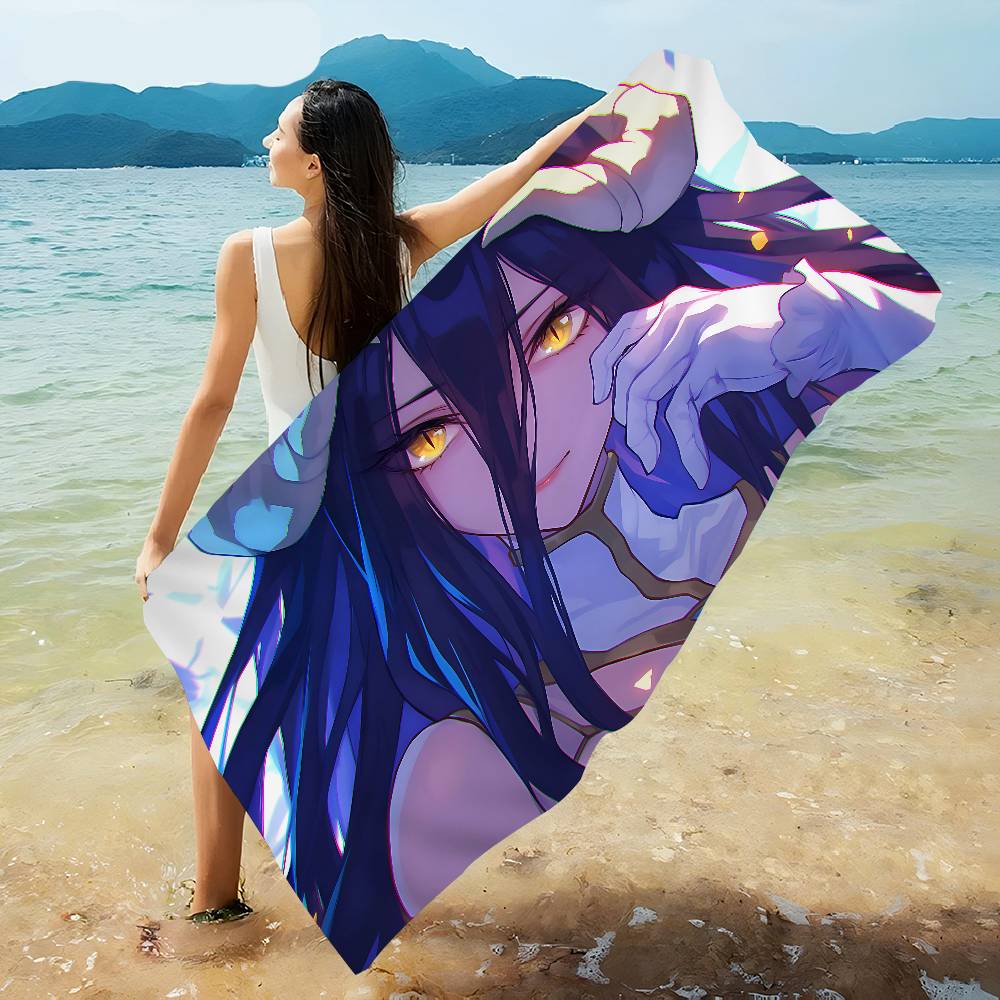 Gamer Albedo Anime Sexy Girls Microfiber Printed Beach Towel Mountain Climbing Yoga Beach Swimming Running Absorbent Soft Towel