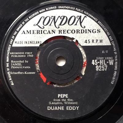 7-tums skiva DUANE EDDY - Pepe 45HLW9257 London Records, 1960 UK Rock Begagnad