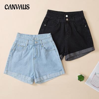 Damen Jeansshorts mit hoher Taille, Sommer, lockere, dünne A-Linien-Shorts