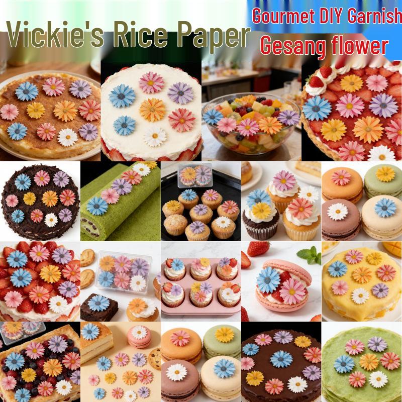 Gesang Flower Edible Wafer Paper for Cake Decoration and DIY Dessert Plating