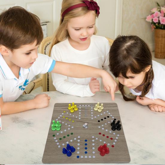 1 Set 6 Players Flying Chess Game with 35CM Rubber Chessboard 24 Chess Pieces 2 Dice Kids Adults Family Night Interactive Classic Strategy Game