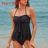 Womens Black Polyester Mesh Spliced Strapless Bikini For Swimming Water Sports