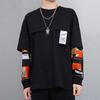 Li Ning Wade Series Pattern Print Spliced Loose Round Neck Pullover T-Shirt Men Tops Black AWDRA21-1