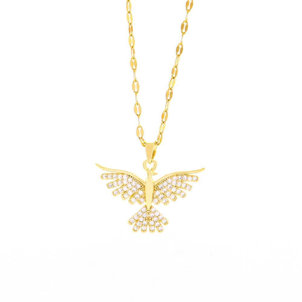 Нові Блискучі Вінтажні Підвіски Фенікс з Позолотою 18 Карат для Жінок Ретро Стиль Жіночий Повсякденний Одяг Ланцюжок з Нержавіючої Сталі