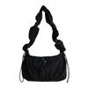 Drawstring Pleated Shoulder Bag Solid Color Nylon Underarm Bag Fashion Cloud Crossbody Bag  School
