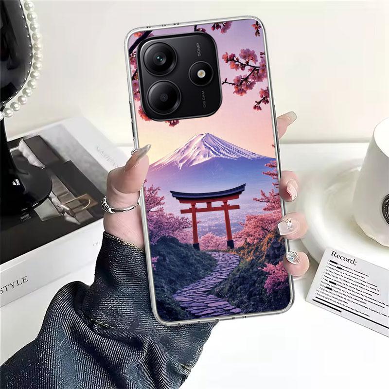 Japanese Cherry Mount Fuji Soft Phone Case For Xiaomi Redmi Note 15 14 14S 13 12 Pro Plus 12S 11 11S 11E 10 10S 11T 5G Fundas Co