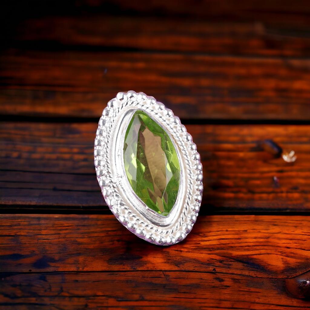 Peridot Gemstone 925 Sterling Silver Jewelry For Women Gift Handcrafted Ring RR-26-2