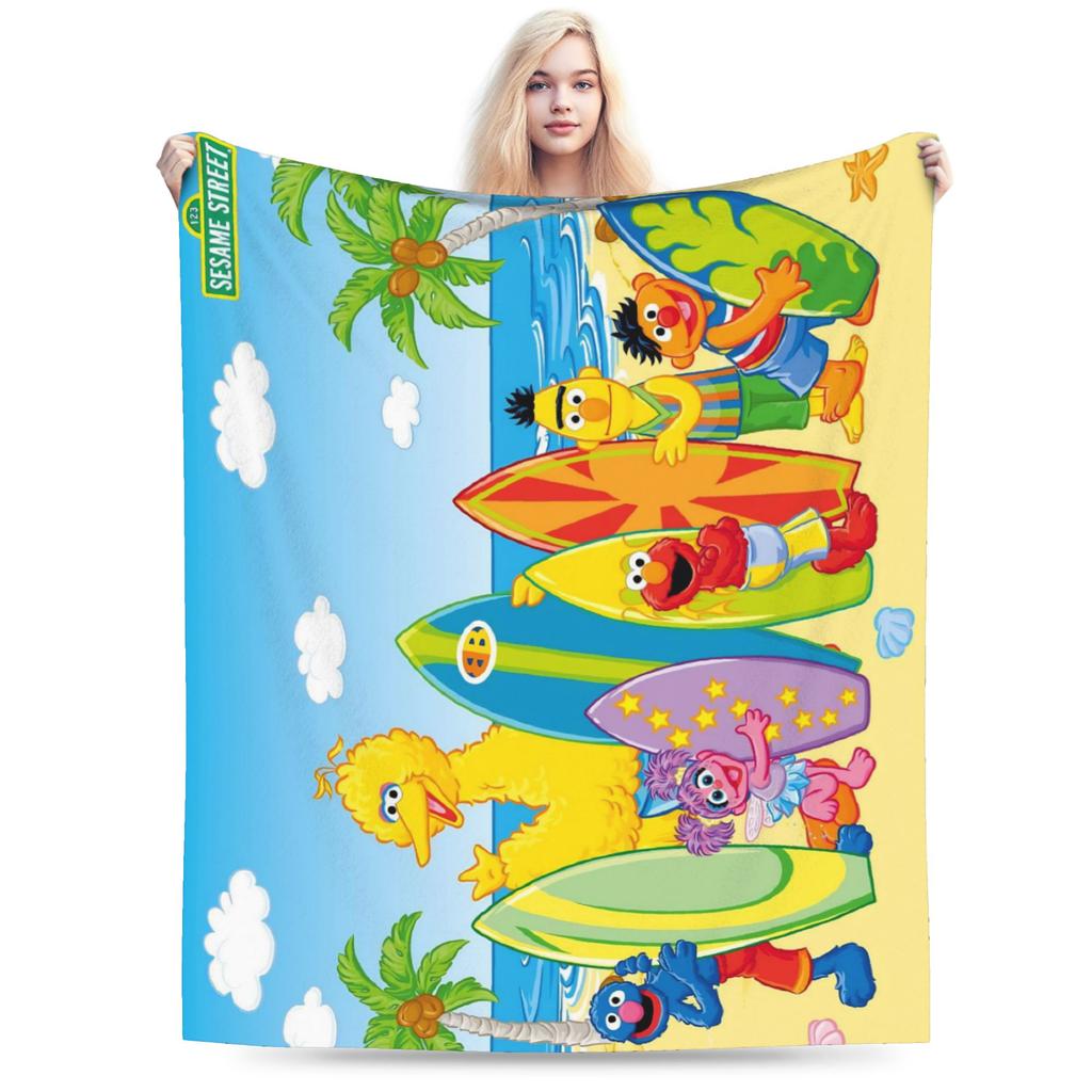 Red Dancing Elmo Pattern Sesame Street Wool Blankets  Novelty Throw Blankets for  Sofa Bedding Lounge 125*100cm Bedspread