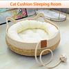 Woven Four Seasons Cat Bed Removable Upholstery Sleeping House Cat Scratch Floor Rattan Wear-resistant Washable Cat Pet Supplies