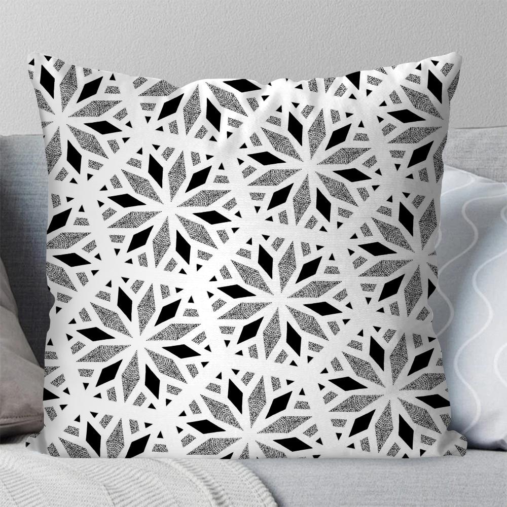 1pc Retro Simple Black And White Shape Pillow Case Square Pillow Bedroom Sofa LeisureCushionCarLiving Room Home Decoration 40X40
