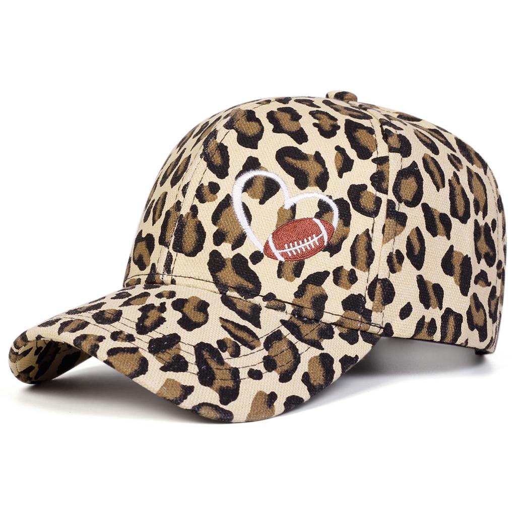 Unisex Love Embroidery Leopard Print Baseball Caps Spring Autumn Outdoor Adjustable Casual Hats Sunscreen Hat Sports Cap