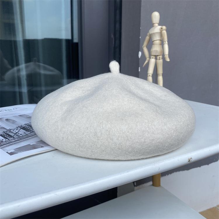 Upgraded Three-Dimensional Thickened Wool Beret Solid Color Versatile Painter Hat Warm Bud Hat Women