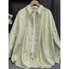Women's Loose Pure Cotton Solid Color Shirt - Casual, Slim, Versatile Layering Top for Spring/Autumn, Sun-Proof and Stylish.