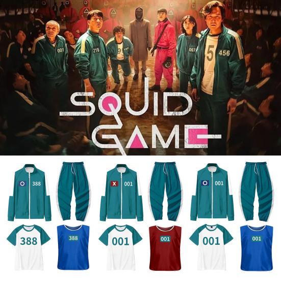 4 Pcs/Set Korean Game Cosplay Costume Squid Series Tracksuit Sweatshirt Jacket Pants