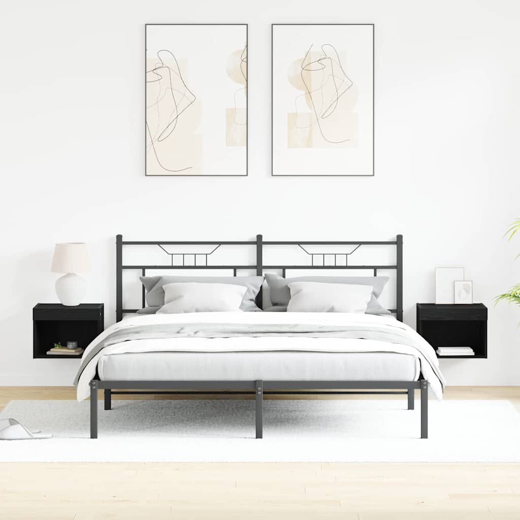 2 wandmontierte TV-Möbel mit LED, Nachttisch, Beistelltisch 40x30x30 cm