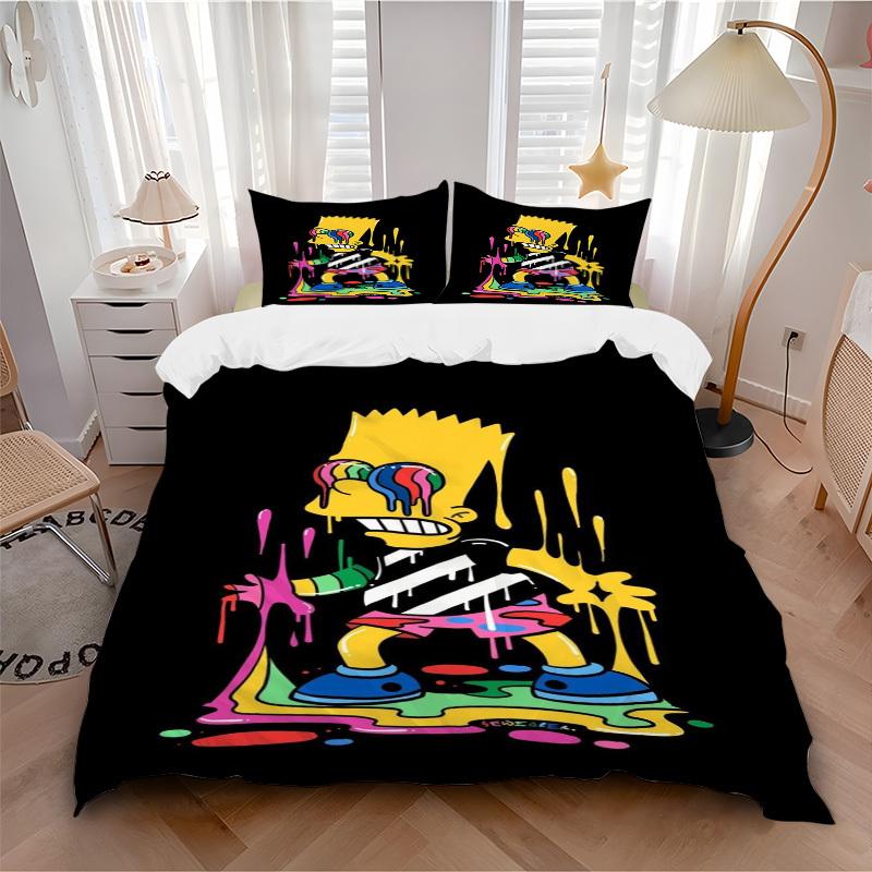 Set Biancheria da Letto Bart Simpson Graffiti Copripiumino Regalo per Camera da Letto, Include 1 Copripiumino e 2 Federe, Senza ImbottituraB580