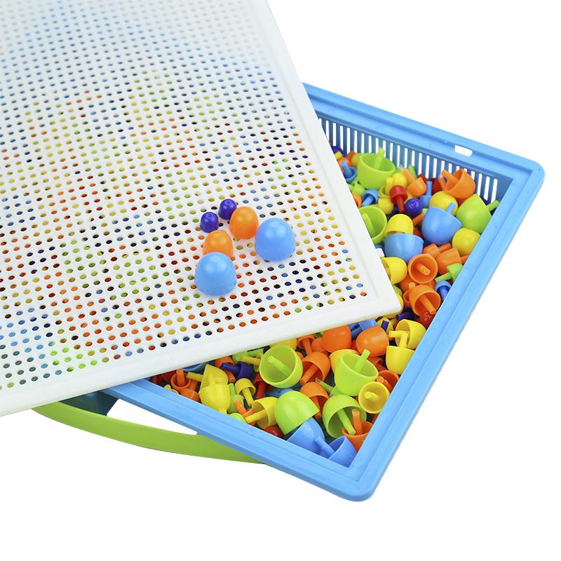 296PCS Mushroom Nail DIY Handmade Toys Children's Montessori Educational Toys Intelligent 3D Puzzle Game Jigsaw Board Gifts