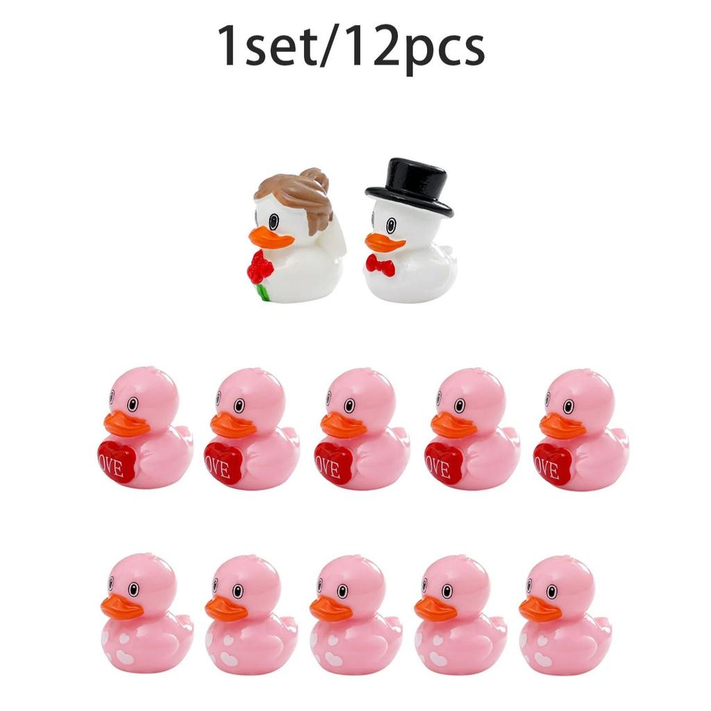 6/12Pcs Wedding Ducks Figurines Bride Groom Ornaments For Valentine Gift Decor