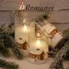 DRomance Snowman Glass Flameless Candles Battery Operated with Remote and Timer Real Wax LED Flickering Pillar Candles White Cold Light Window