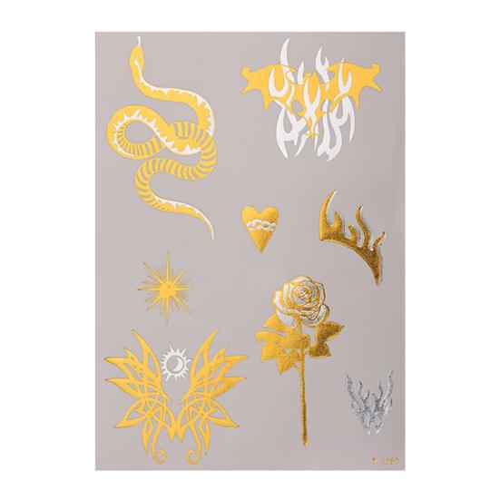 Golden Silver-color Metallic Tattoo Sticker for Women Girls Temporary Tattoo Sticker