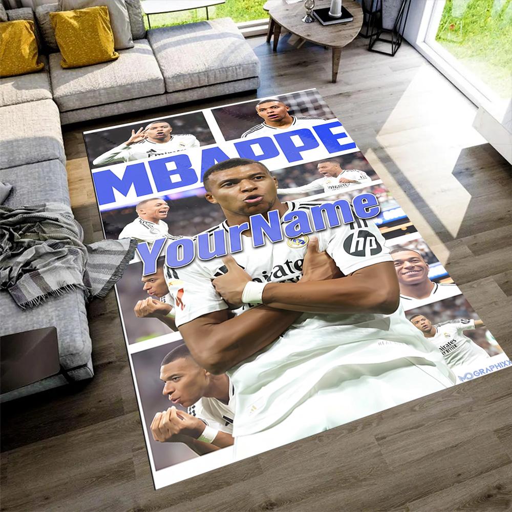 Mbappe Personalized Name Carpet Design for Decorate Room Outdoor Hallway Balcony Anti-slip Rug Anime Office Decor