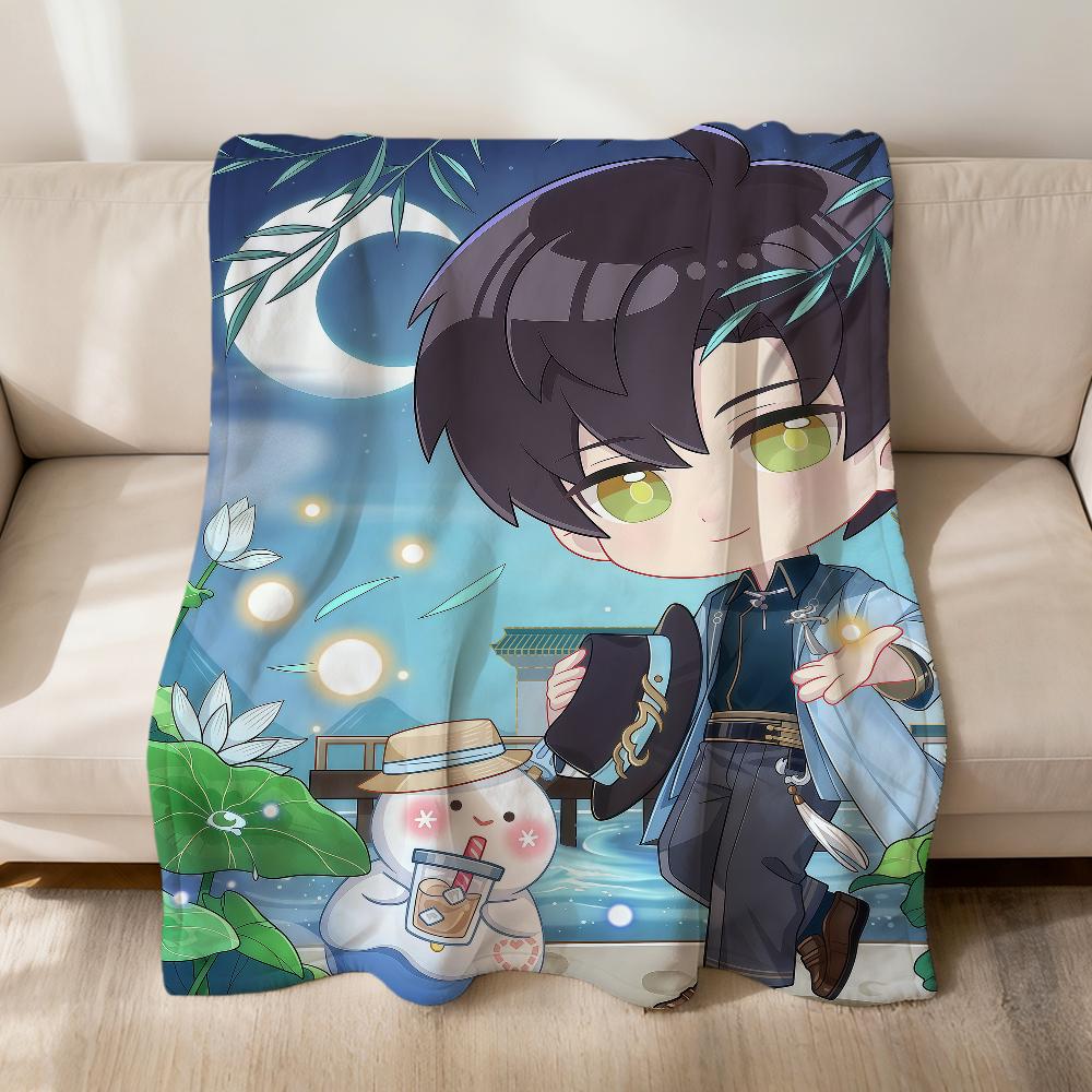 

chibi Sylus Xavier Love and Deepspace Flannel soft warm plush blanket sofa living room pet hogar bedroom gift home Car portable 75x90cm