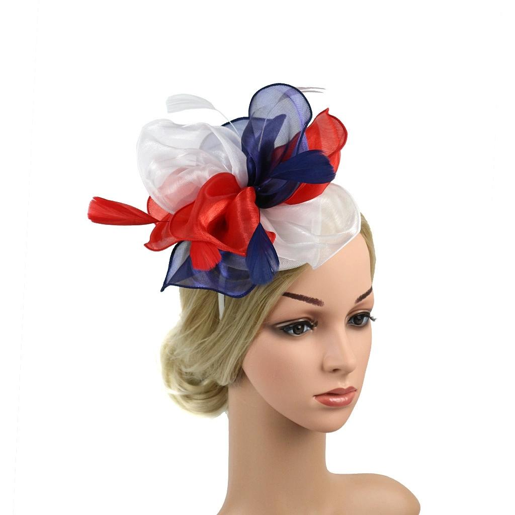 Elegant Organza Hair Drop Fascinator Hat Women Headpiece with Feather Bridal Wedding Show Race Millinery Hair Accessories