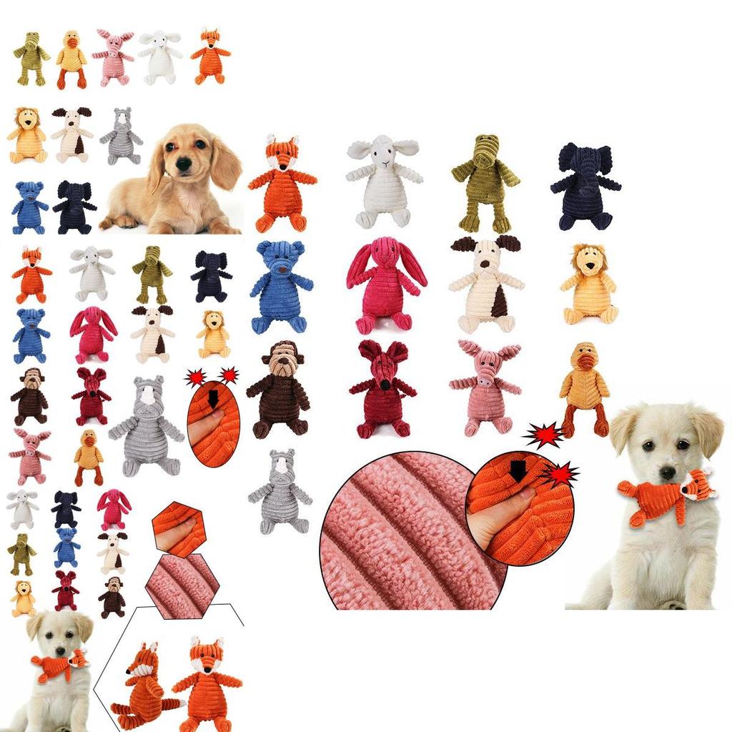 Adorable Animal Shape Corduroy Dog Toys For Small And Large Dogs