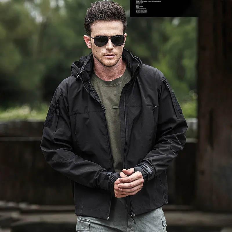 Mens Fashion Waterproof Soft Shell Jacket Tactical Hoodie Winter Warm Military Coats