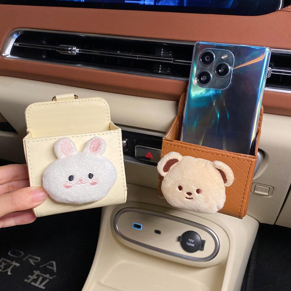 Storage Bag Cartoon Car Storage Box PU Leather Car Mobile Phone Storage Box Car Accessories