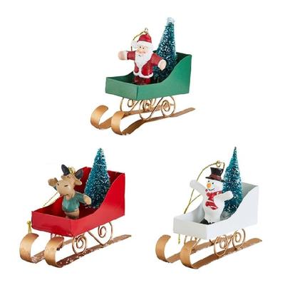 Eisen-Schlitten Festival Hängender Schmuck Weihnachtsbaum Dekoration Für Fahrzeuginnenräume Kaminsims Fenster Eingangsbereich Auslage