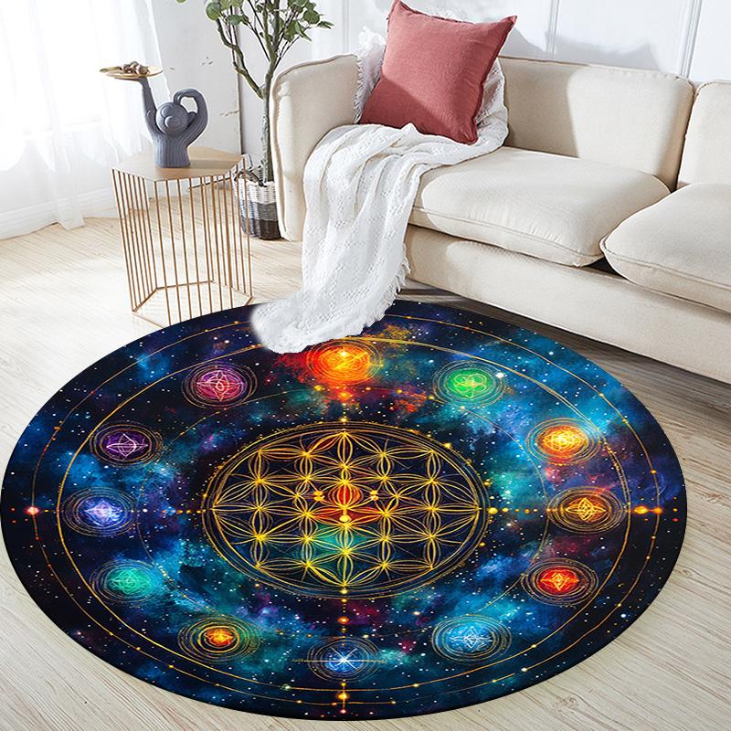 Chakra Round Area Rug,Carpet Rug for Living Room Bedroom Sofa Playroom Decor,Non-slip Floor Mat