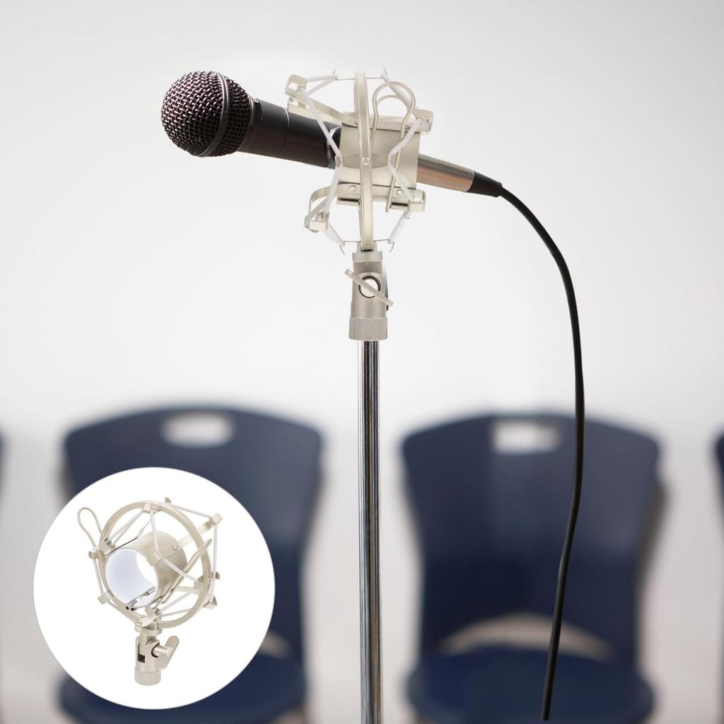 Toyvian Shock Mount Microphone Mic Holder Microphone Holder Metal Microphone Adjustable Removable PC Live Recording 1pc White Anti-Vibration