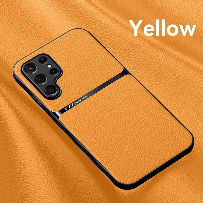 For Samsung Galaxy S22 Ultra Case Car Magnetic Holder Leather Phone Case For Sumsung S 22 Ultra S22 + Plus Shockproof Back Cover