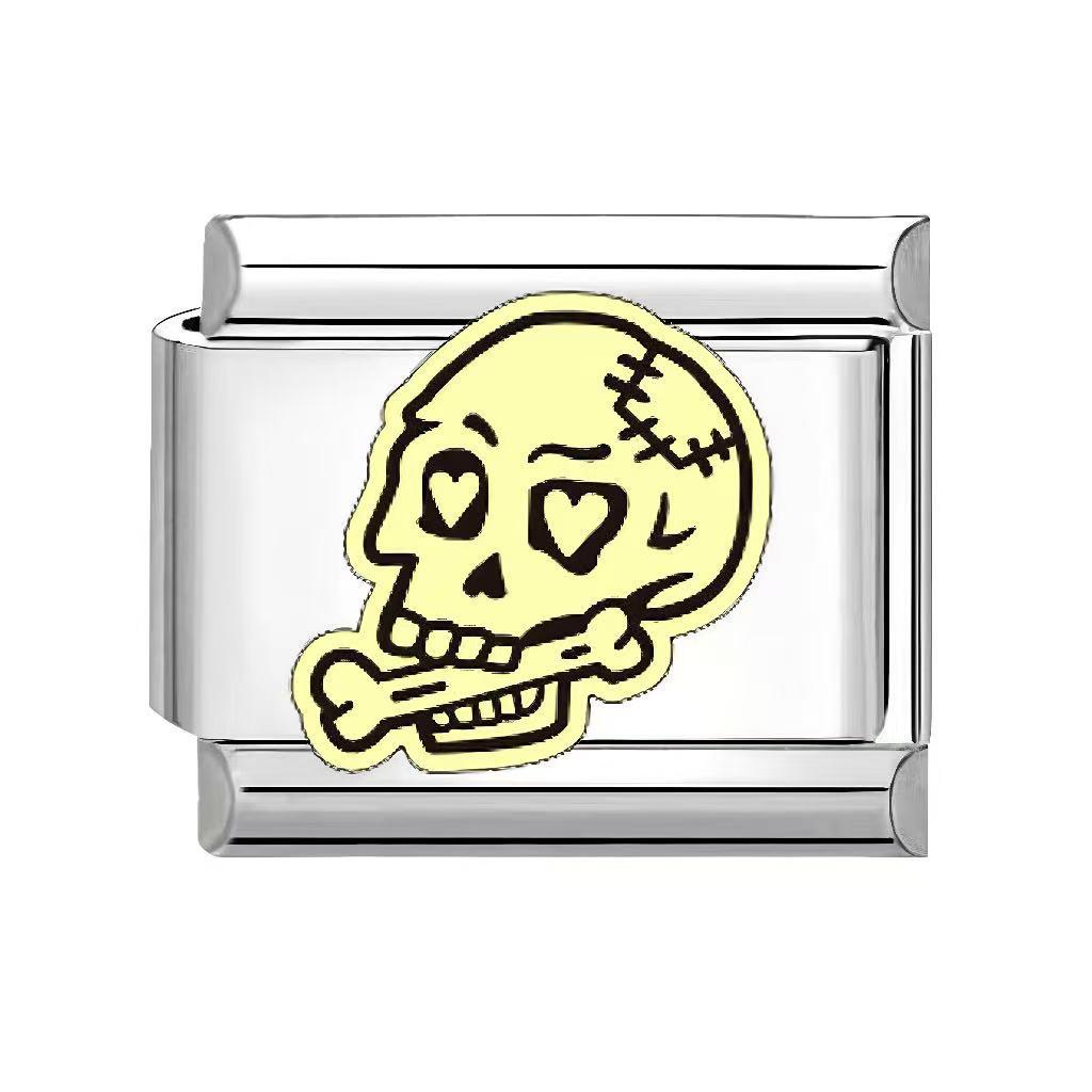 Unisex Gothic Modular Halloween Bracelet - Italian Spliced Titanium Steel Design