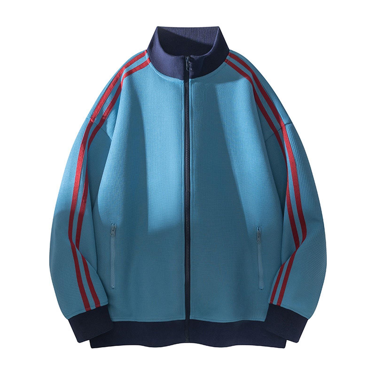 

Кардиган в стиле ретро колледж, спортивная толстовка свободного кроя, повседневная цветная куртка, куртка с воротником-стойкой в полоску XXXL