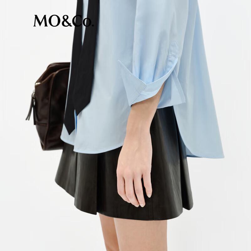 MO&Co. Retro Faux Leather High-Waist Pleated Mini Skirt