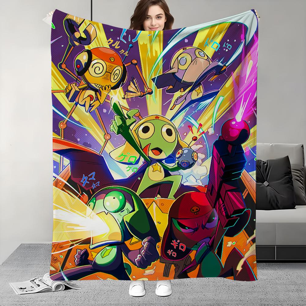 Funny Cartoon Keroro Gunsou Frog Blanket Design Lightweight  For Dorms, Naps, Living Room, Office,Sofa,All-Season