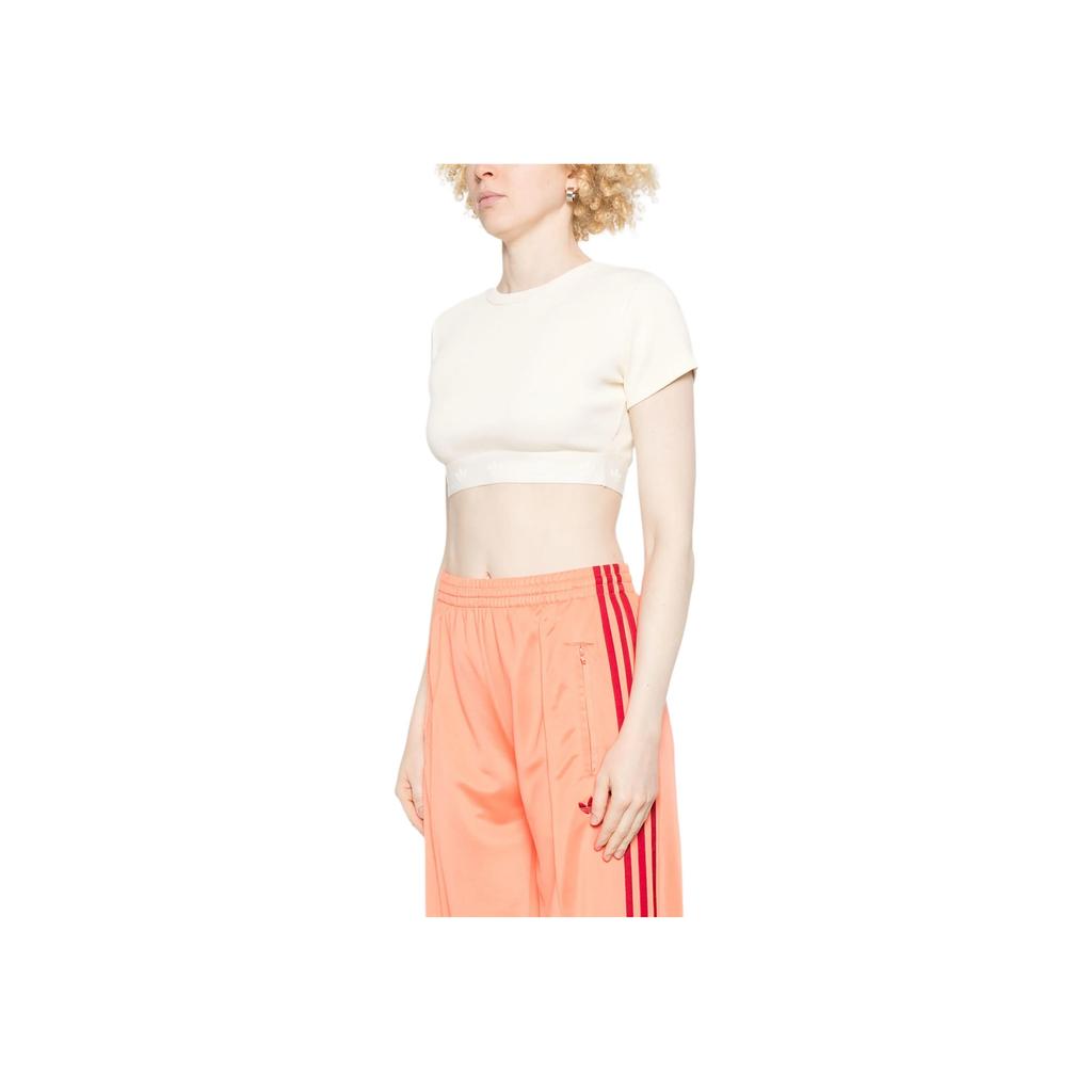 adidas Originals Fashionable Versatile Short Sleeve Pullover T-Shirt Women Tops Light-Beige JD0040