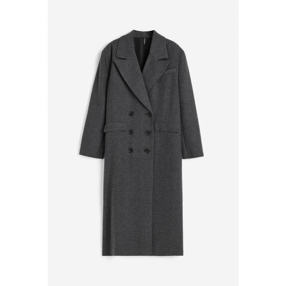 

HM Двубортное пальто из твила Темно-серый 1198196002