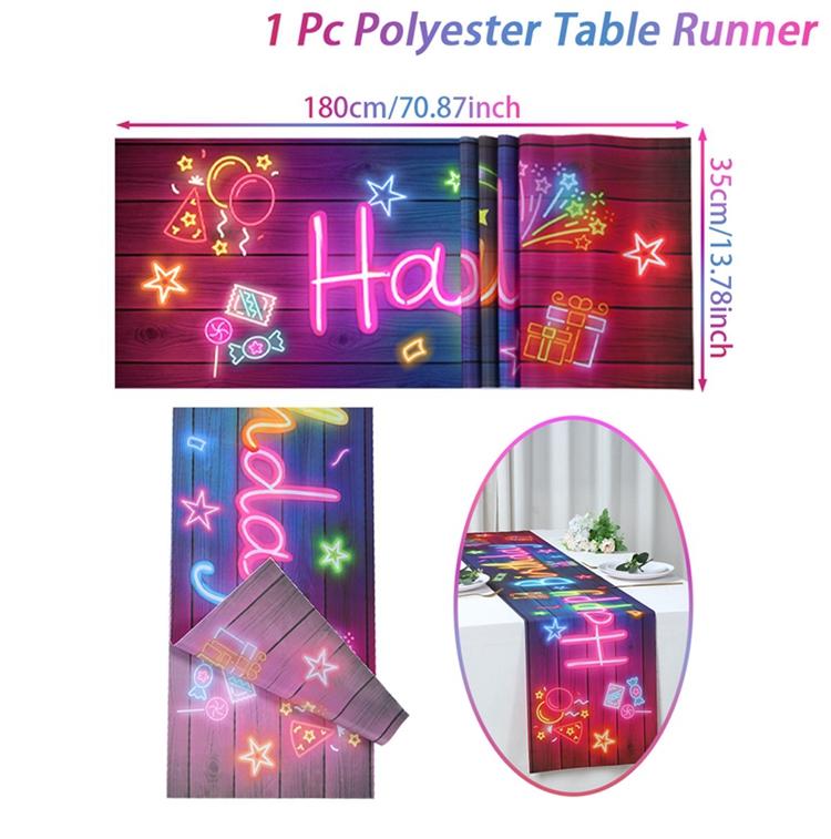 С Днем Рождения Неоновый Светящийся Скатерть Флуоресцентный Шар Звезда Дизайн Флажок Стола Принадлежности для Вечеринки по Случаю Дня Рождения Украшение Стола для Вечеринки по Случаю Дня Рождения