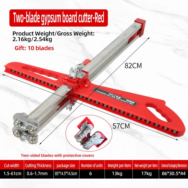 Reinforced Dual-Blade Gypsum Board Cutter with 23 Precision Wheels