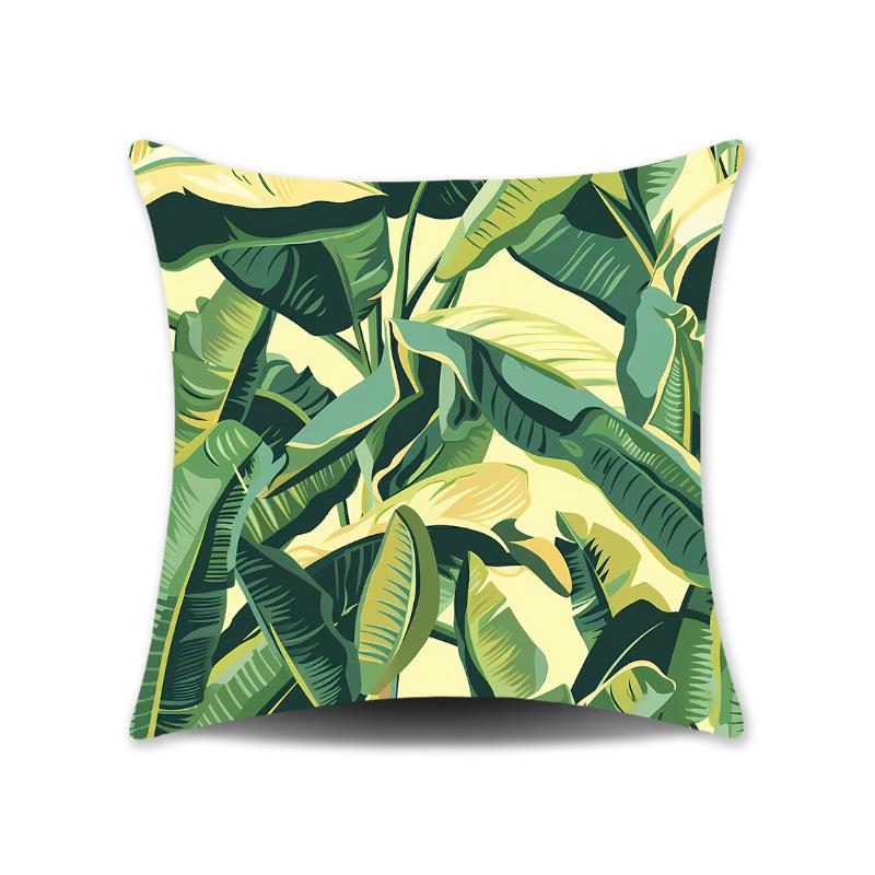 Green Leaves Plush Cushion Cover for Sofa or Bedroom