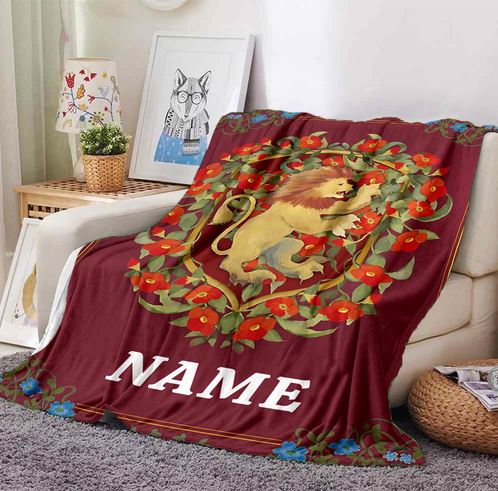 Custom Name Floral Fantasy Flannel Blanket Throw Blanket Soft Warm Sofa Bed Home Decor Unique Gift
